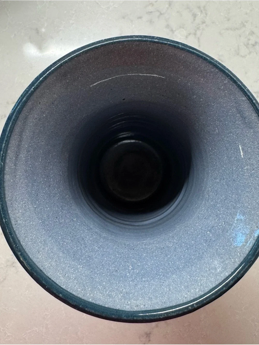 Blue Ceramic Vase with Leaf Motif by Wizard of Clay